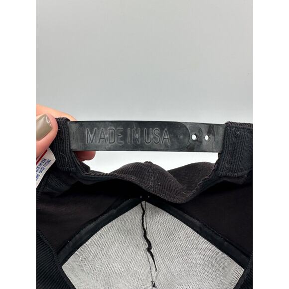 Vtg P Brand Corduroy Hat Snapback Cubix Corporation Black Patch Adjustable USA - Picture 8 of 8